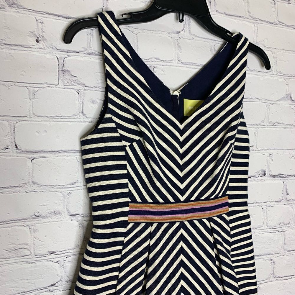 Anthropologie Maeve navy and white miter stripe sleeveless dress - Picture 4 of 16